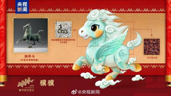 《2026年春节联欢晚会》的吉祥物形象正式亮相：一组Q版的动感骏马！
