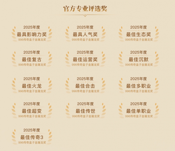 传奇界奥斯卡再次降临！由996传奇盒子主办的25周年金屠龙奖年度评选正等待您的宝贵投票