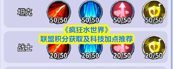 《疯狂水世界》中联盟积分的获取方式以及科技点的合理分配建议 《疯狂水世界》中联盟积分的获取方式以及科技点的合理分配建议