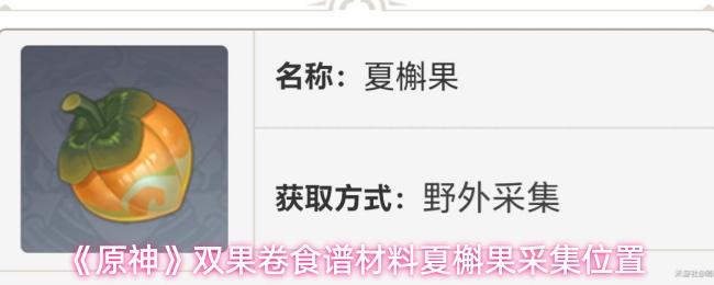 《原神》中双果卷的关键食材夏槲果的采集地点介绍 《原神》中双果卷的关键食材夏槲果的采集地点介绍