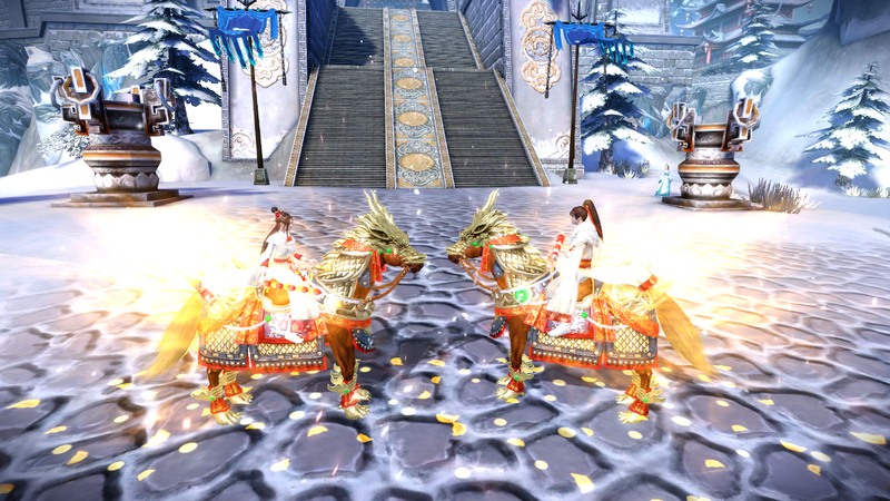 雪花纷飞浸润苏州城，福利惠及“骏马”！《九阴真经3D》新春版本正式上线。  

